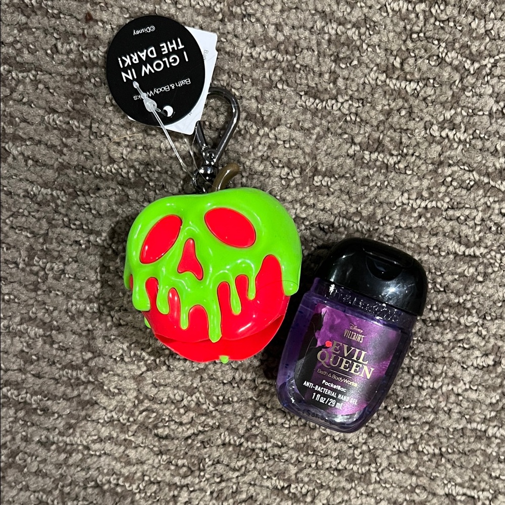 Bath & Body Works Green and Red Apple Holder with Purple Sanitizer